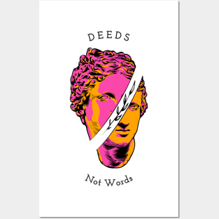 Deeds not words with greek statue T-shirt Posters and Art